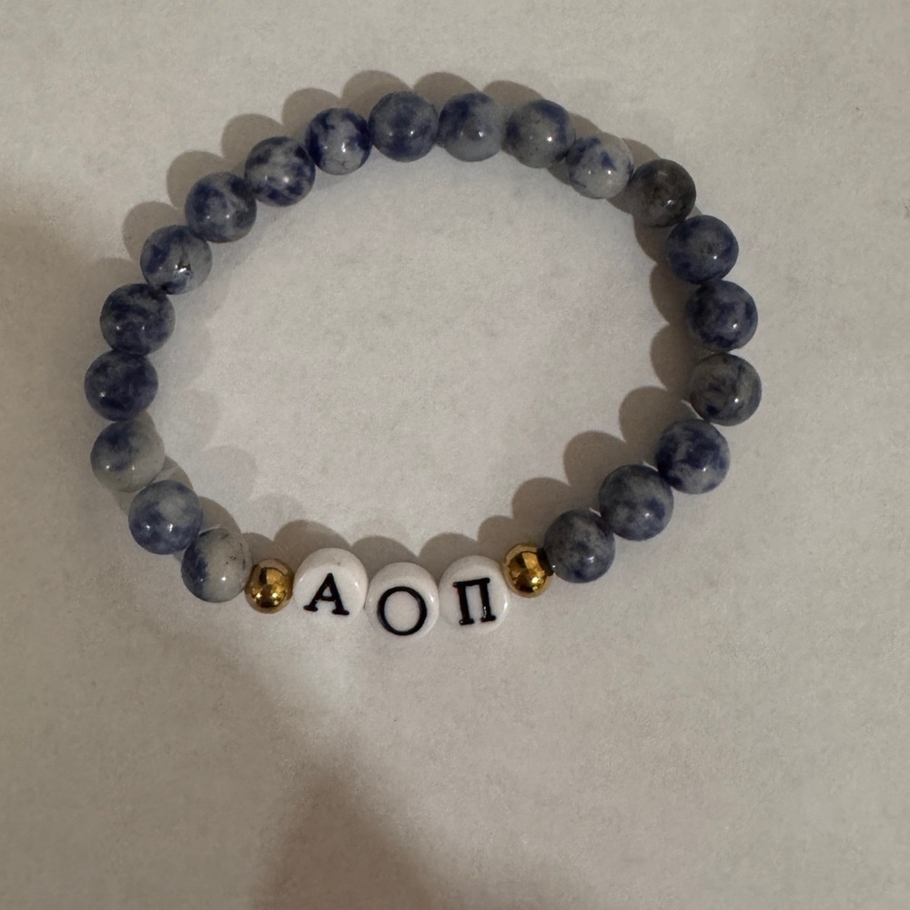 Alpha Omicron Pi Blue Beaded Bracelet​​​